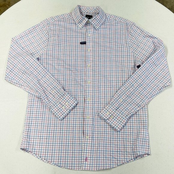 ohnnie-O Performance Button Down Shirt - Paddock Porto Pink NWT Medium Pink Blue - Picture 9 of 9